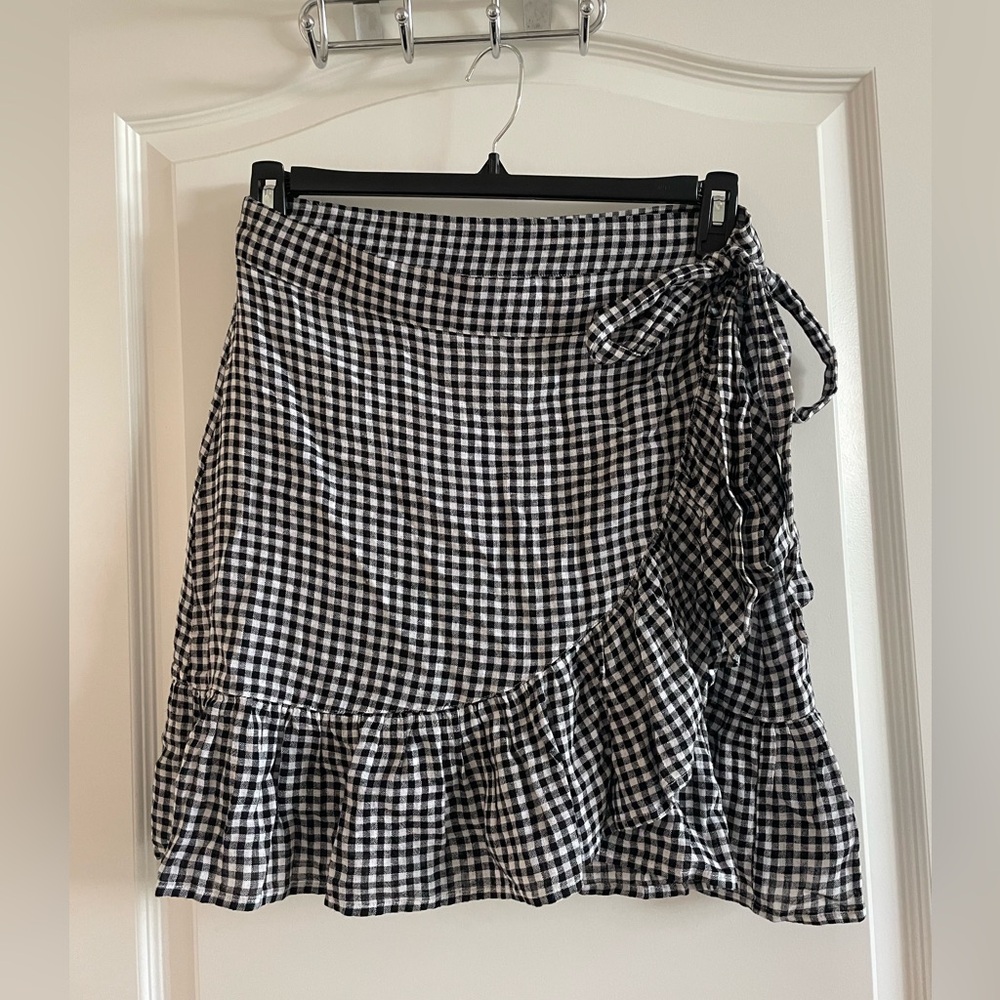 Rails Black and White Gingham Wrap Skirt- NWT